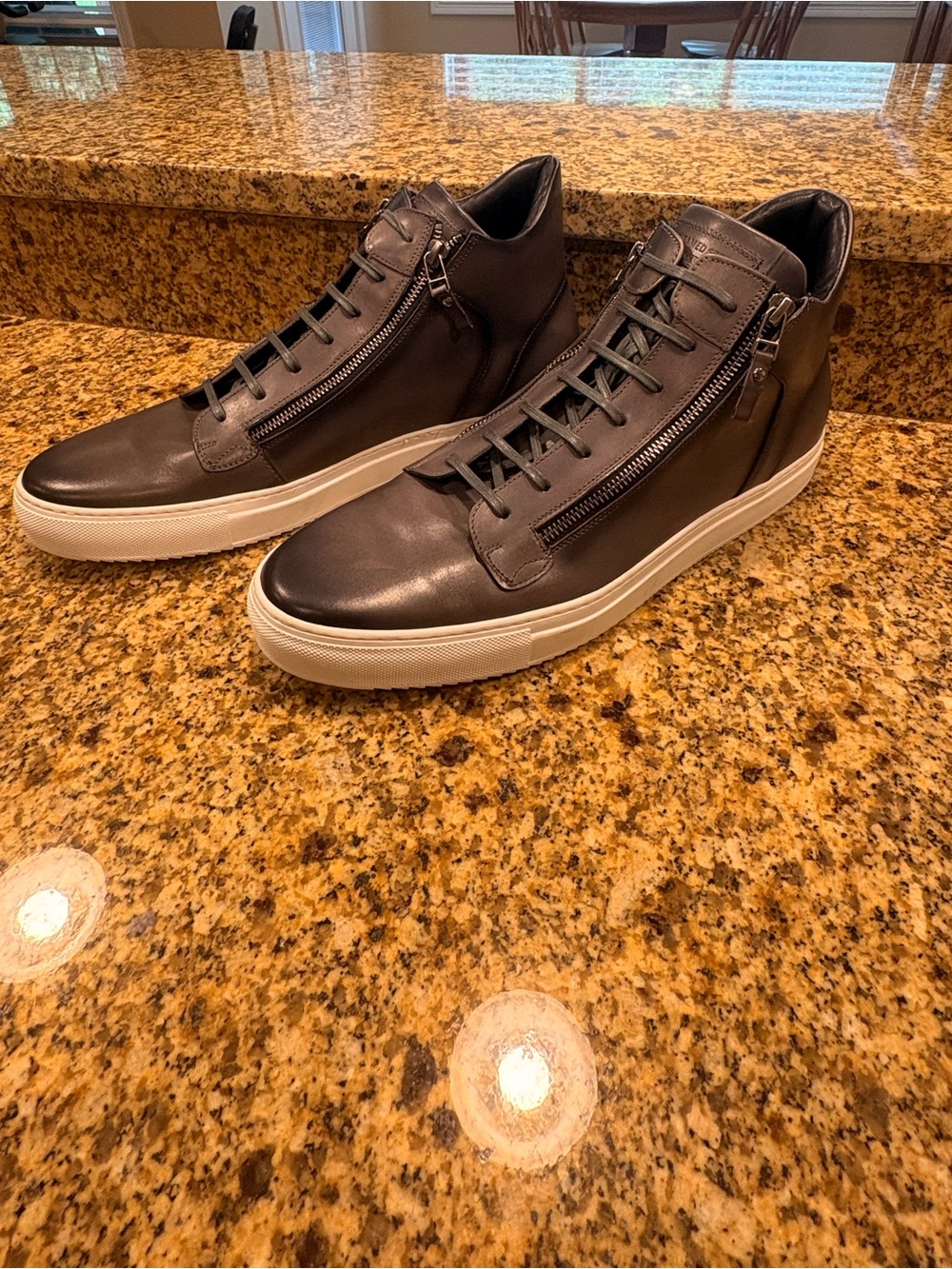 Untamed Street Men’s Aluminum Grey Leather Soho High Top Sneakers Size 47 US 14